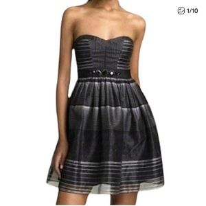 BCBGMaxAzria Strapless Black and Gray Dress